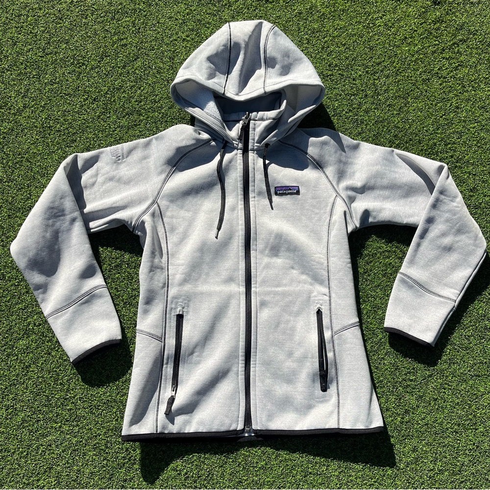 Patagonia Womens Small Tech Fleece Hoody Full Zip Birch White 25940